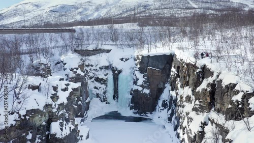 Abisko National Park in Winter. Flying over King's Trail.
