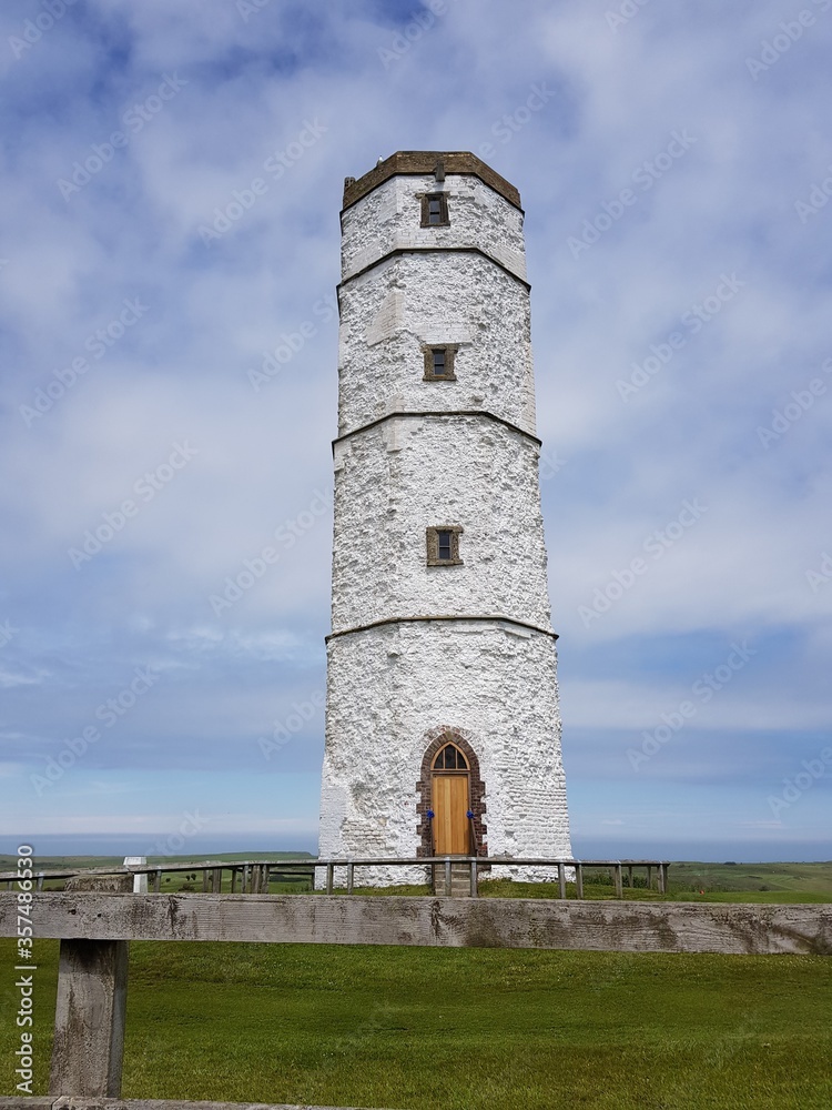 The old chalk lighthouse at Flamborough Head, Flamborough Head , England.