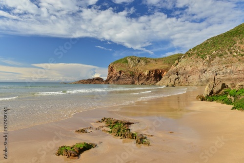 Plemont bay, Jersey, U.K. Beautiful natural beach in the Summer.