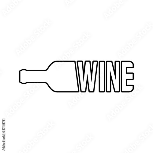 Logotipo lineal con palabra wine como botella de vino en color negro
