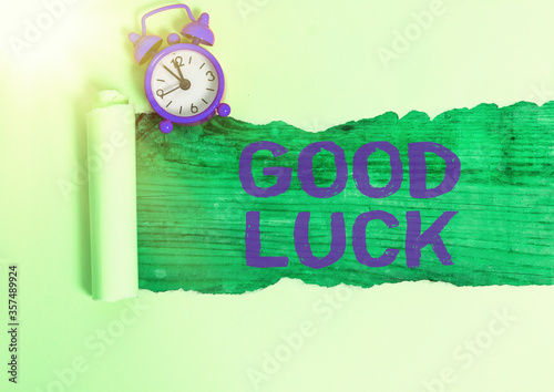 Word writing text Good Luck. Business photo showcasing expressing hope for someone to be successful with their circumstances photo