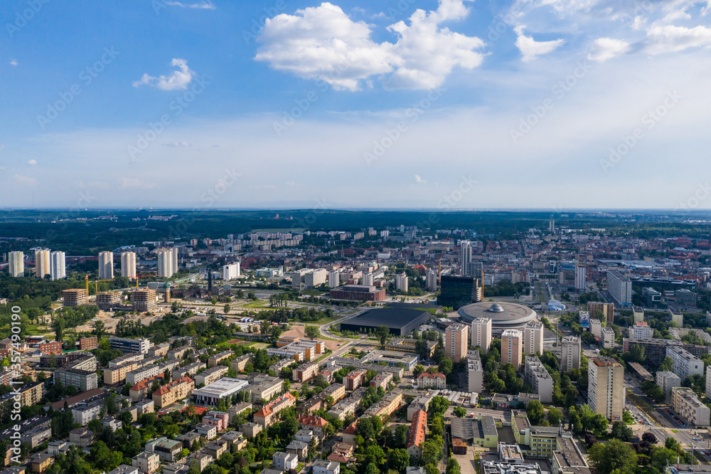 Katowice landscape - aerial panorama