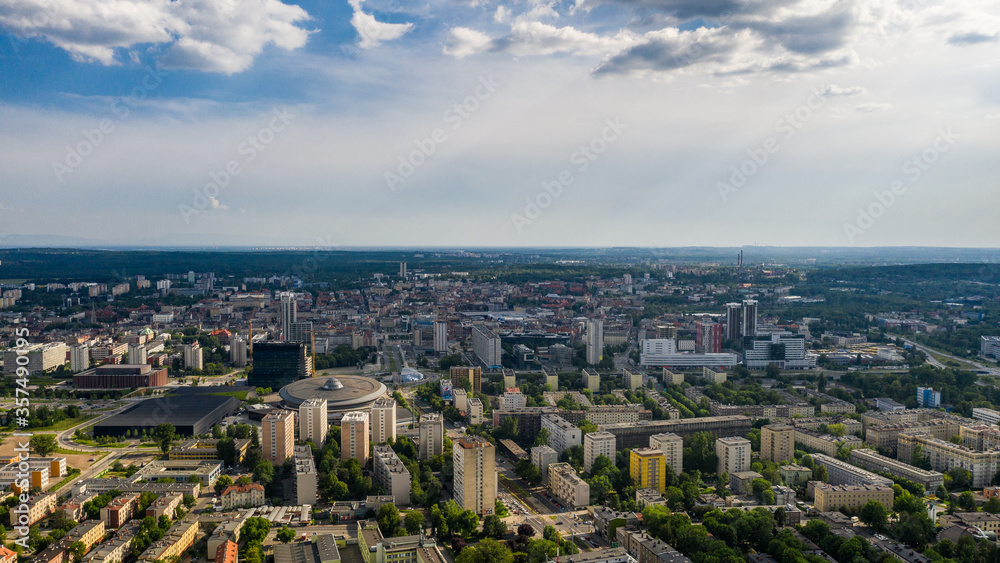 Katowice landscape - aerial panorama