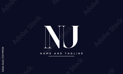 alphabet letters monogram icon logo NU or UN