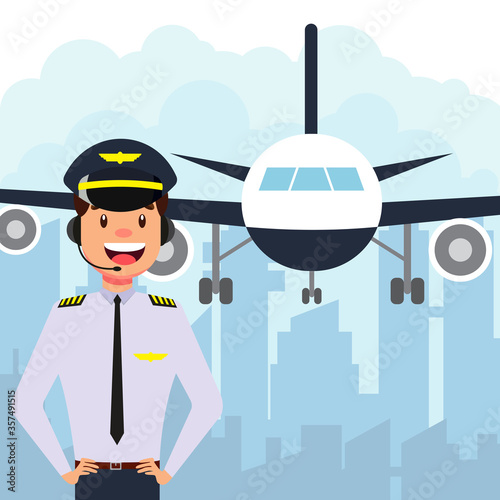 Male flight attendant vector illustration