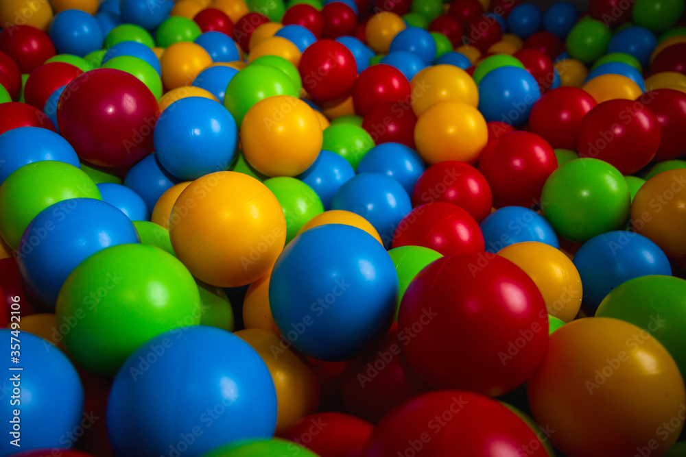 Children's playpen colorful balls. Top down view. Children's playpen colorful balls. Top down view.