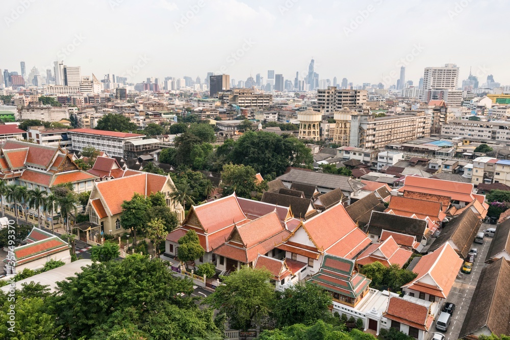 Bangkok view from Golden Mount at Wat Saket in Bangkok, Thailand Bangkok view from Golden Mount at Wat Saket in Bangkok, Thailand