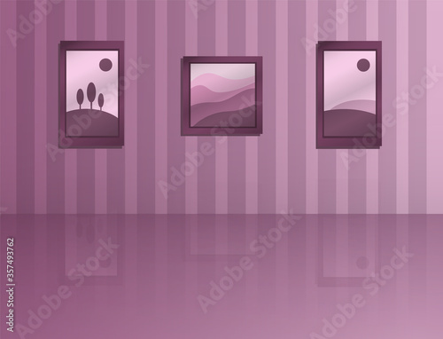 Purple modern paintings on the wall. Vector illustration. © Leonid