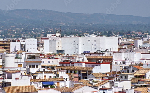 Roof of the old city, panoramic aerial view from the bell tower at the Mezquita - Catedral de Cordoba, Andalusia, Spain © othman