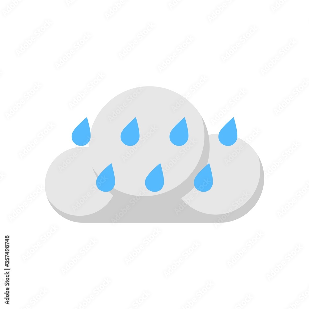 Cloud and raindrops icon in flat design style. Weather forecast rainy concept.