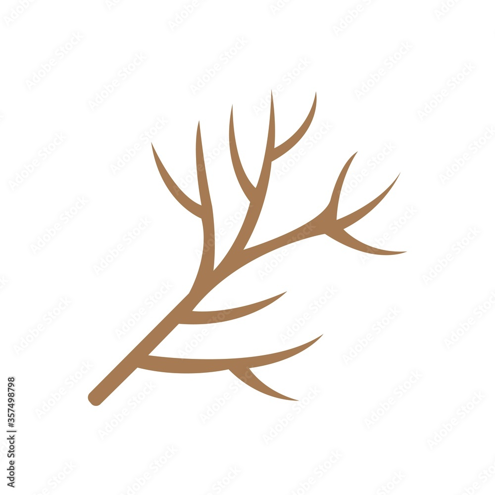 Dry twig icon in flat design style. Tree branch.