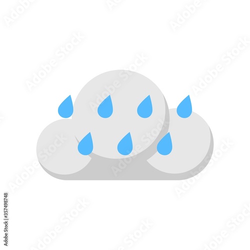 Cloud and raindrops icon in flat design style. Weather forecast rainy concept.