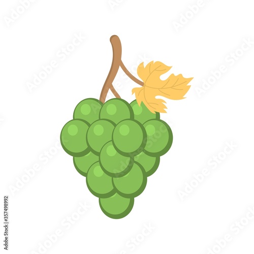 Organic grapes icon in flat design style. Fresh fruit symbol.
