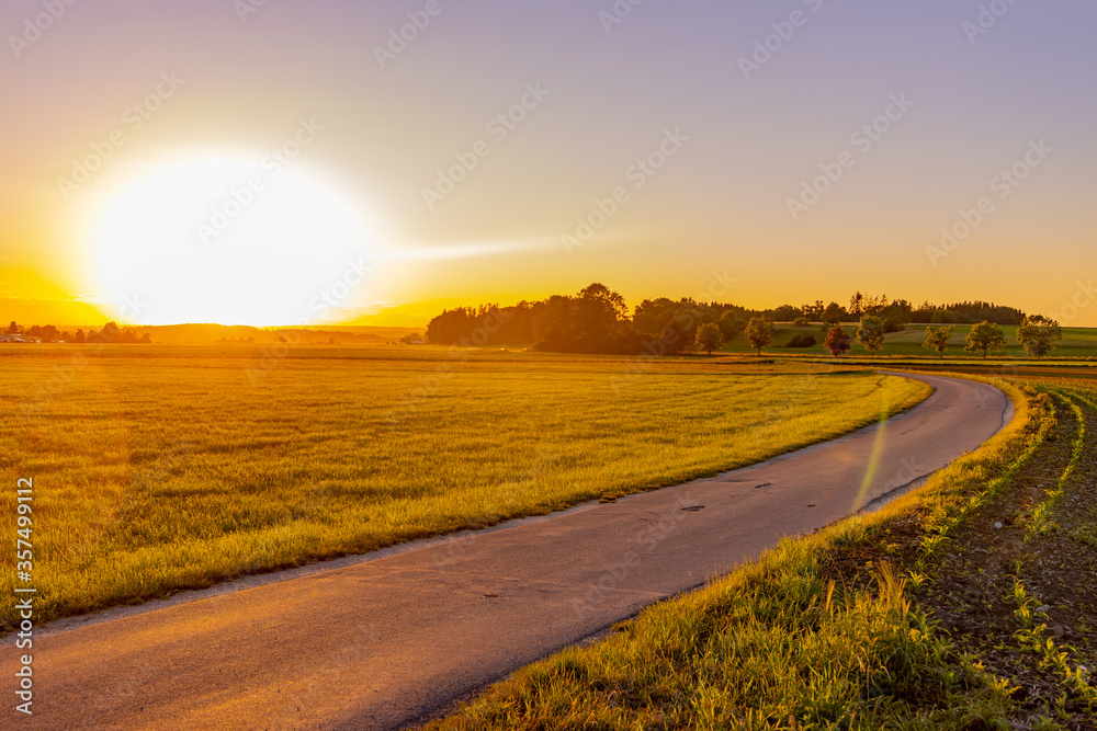Country Landschaft in Deutschland, Sonnenuntergang