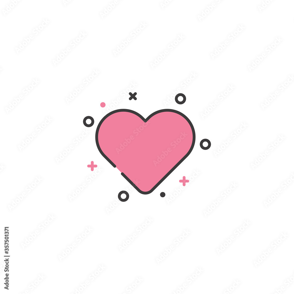 Cute heart simple flat icon. Vector illustration.