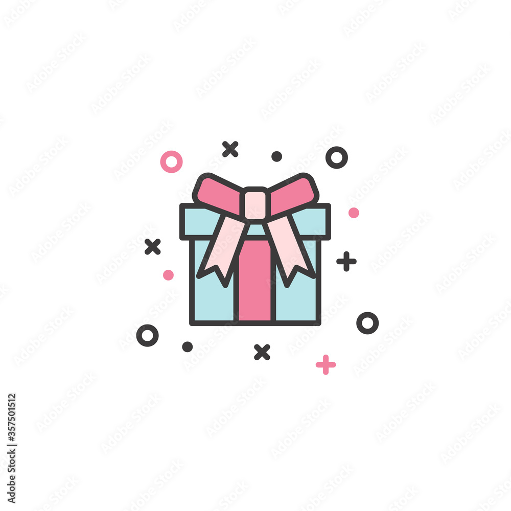 Cute gift simple flat icon. Vector illustration.