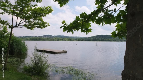 Rowing on Italian lake in Varese, Italy.