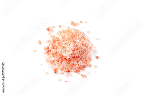 Pink  himalayan salt  isolated on white background. photo