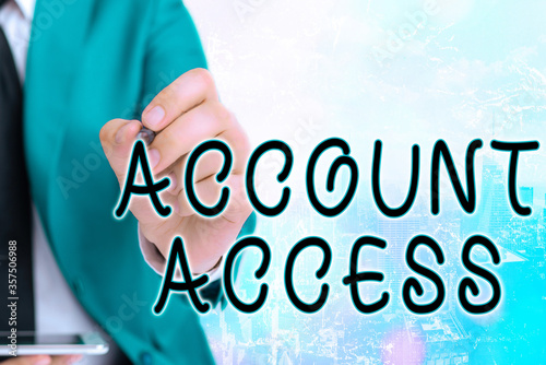 Word writing text Account Access. Business photo showcasing full privilege for the owners to manage their an individualal data photo