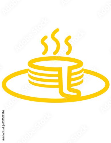 Vector illustration of Pancakes or a Waffle house logo on a plate