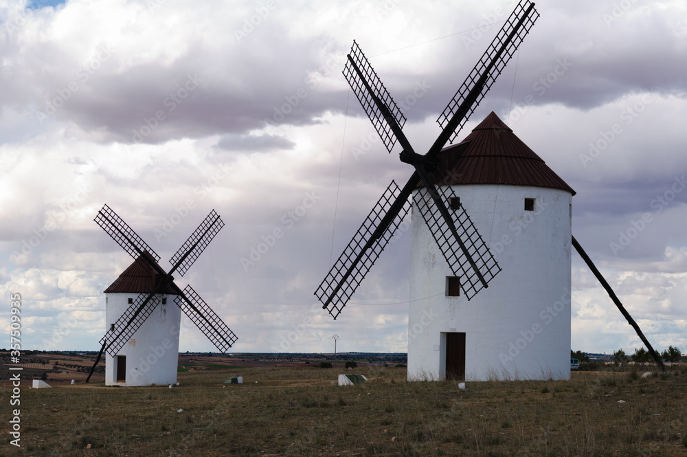 Windmill in the countryside, Mota del Cuervo, Spain.