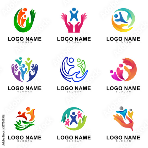 set of kids care logo collection