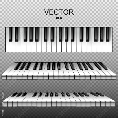 Realistic keys of a piano, synthesizer. Vector.