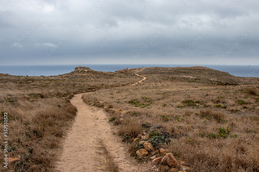 The path that connects to the end of the island of berlengas, in peniche, Portugal