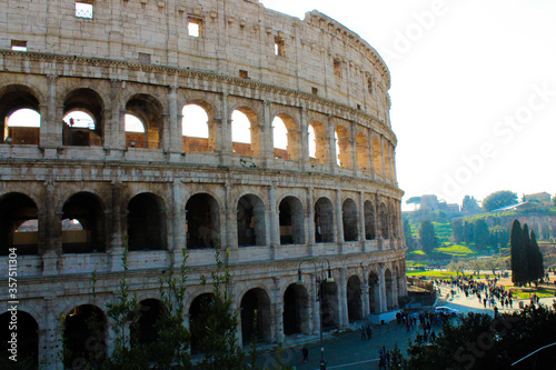 The Colosseum in Rome, Italy. Ancient Roman Colosseum is one of the main tourist attractions in Europe.