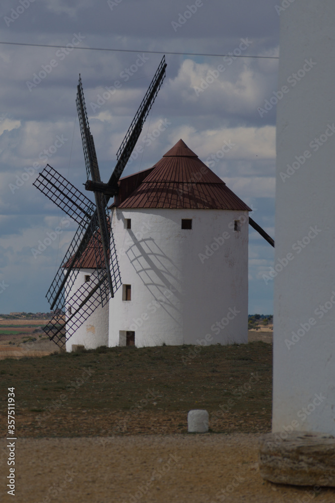 Detail of building, Windmills in action. Spain, Europe.