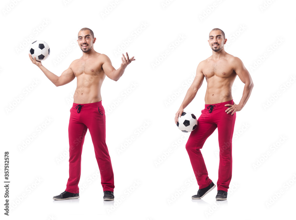 Young football player isolated on white Young football player isolated on white