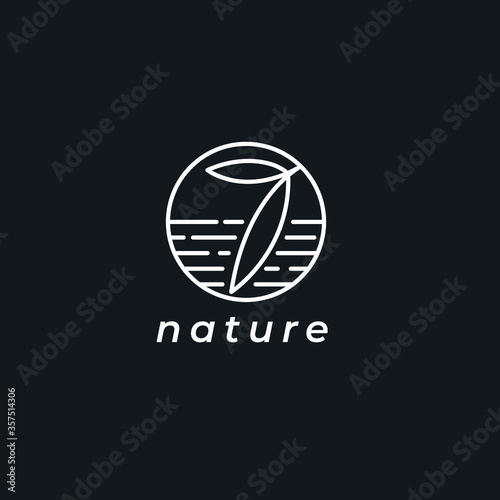 nature elements template logo design inspiration. seven wave logo. river badge for a travel monoline concepts Quality symbol icon vector illustration