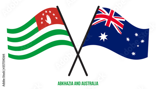 Abkhazia and Australia Flags Crossed And Waving Flat Style. Official Proportion. Correct Colors.