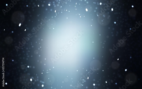 Dark BLUE vector layout with bright snowflakes.