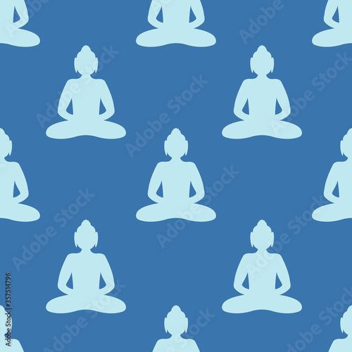 Buddha seamless flat pattern, vector color illustration