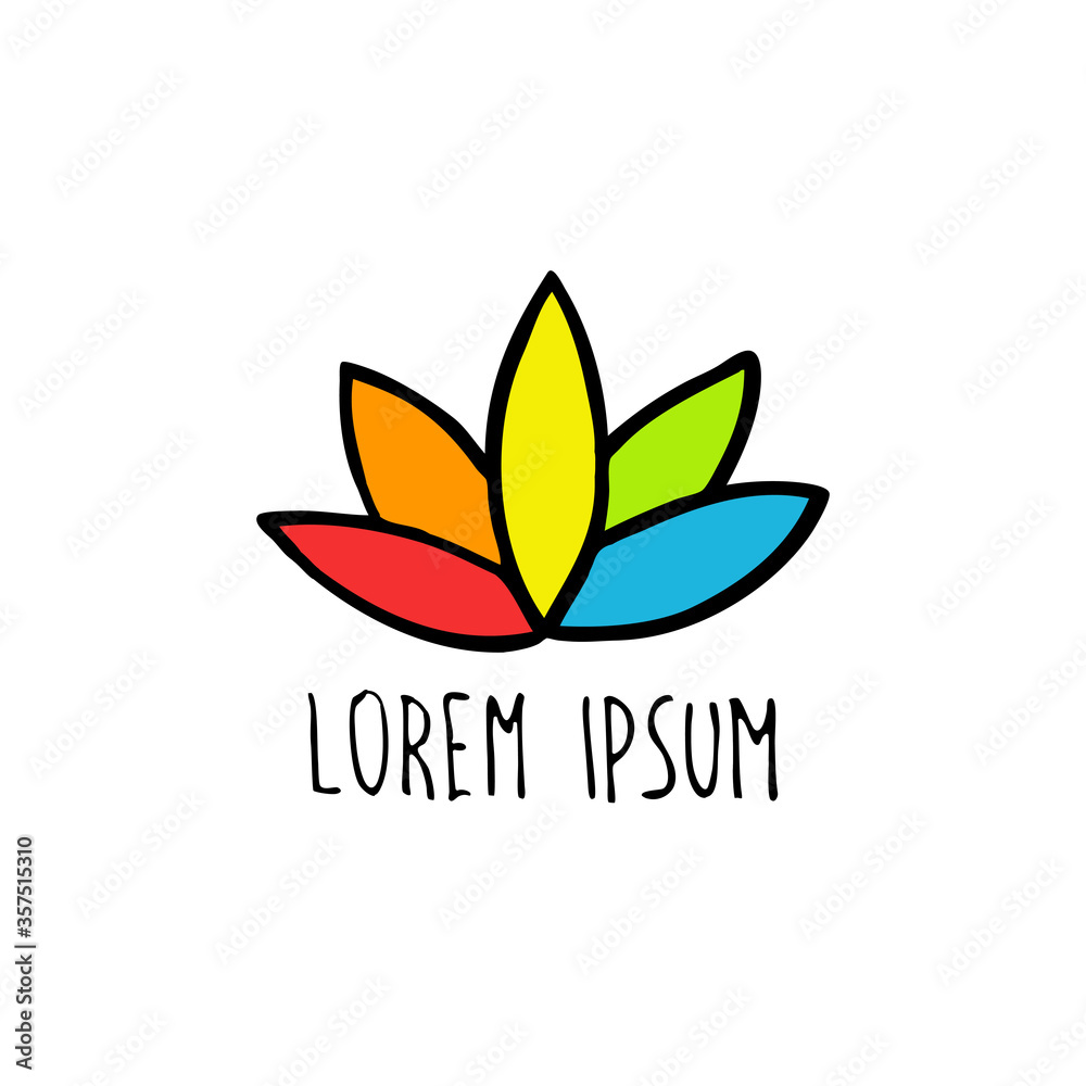 Obraz premium lotus flower doodle icon, vector color illustration