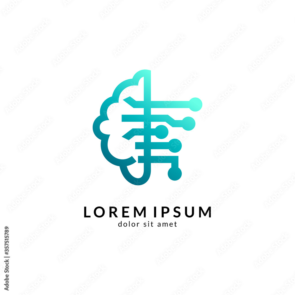 Brain logo vector, suitable for creativity, learning, healthy, positive ...