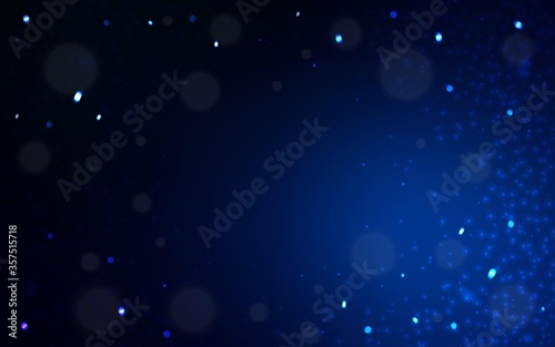 Dark BLUE vector background with beautiful snowflakes.