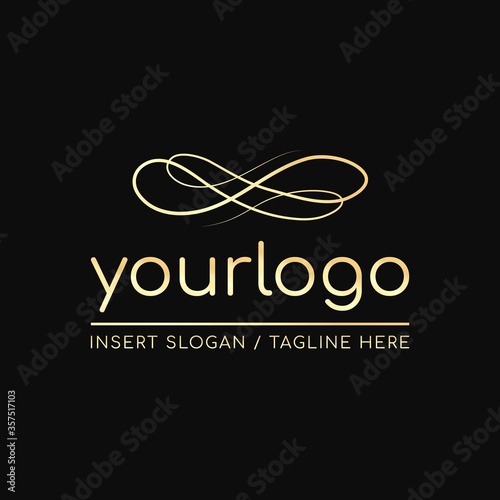 Logo gold with eternity symbol on black background