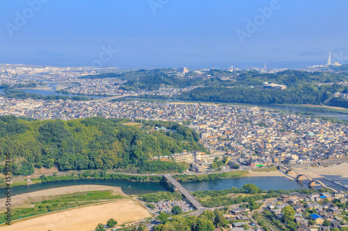 岩国城から見た岩国市内　山口県　Iwakuni city seen from Iwakuni Castle Yamaguchi-ken