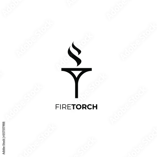 Fire Torch with Initial Letter T template logo design inspiration. Torch Flame Quality symbol icon vector illustration