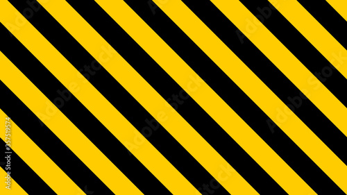 Black and Yellow Diagonal Security Stripes Pattern with an Aspect Ratio of 16:9. Vector Image.