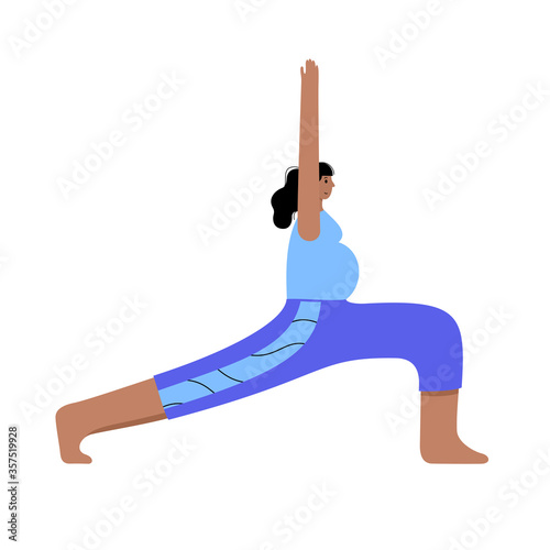 Yoga flat vector illustration. Healthy pregnancy.