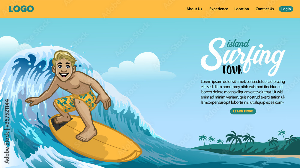landing page of surfing page - obrazy, fototapety, plakaty 
