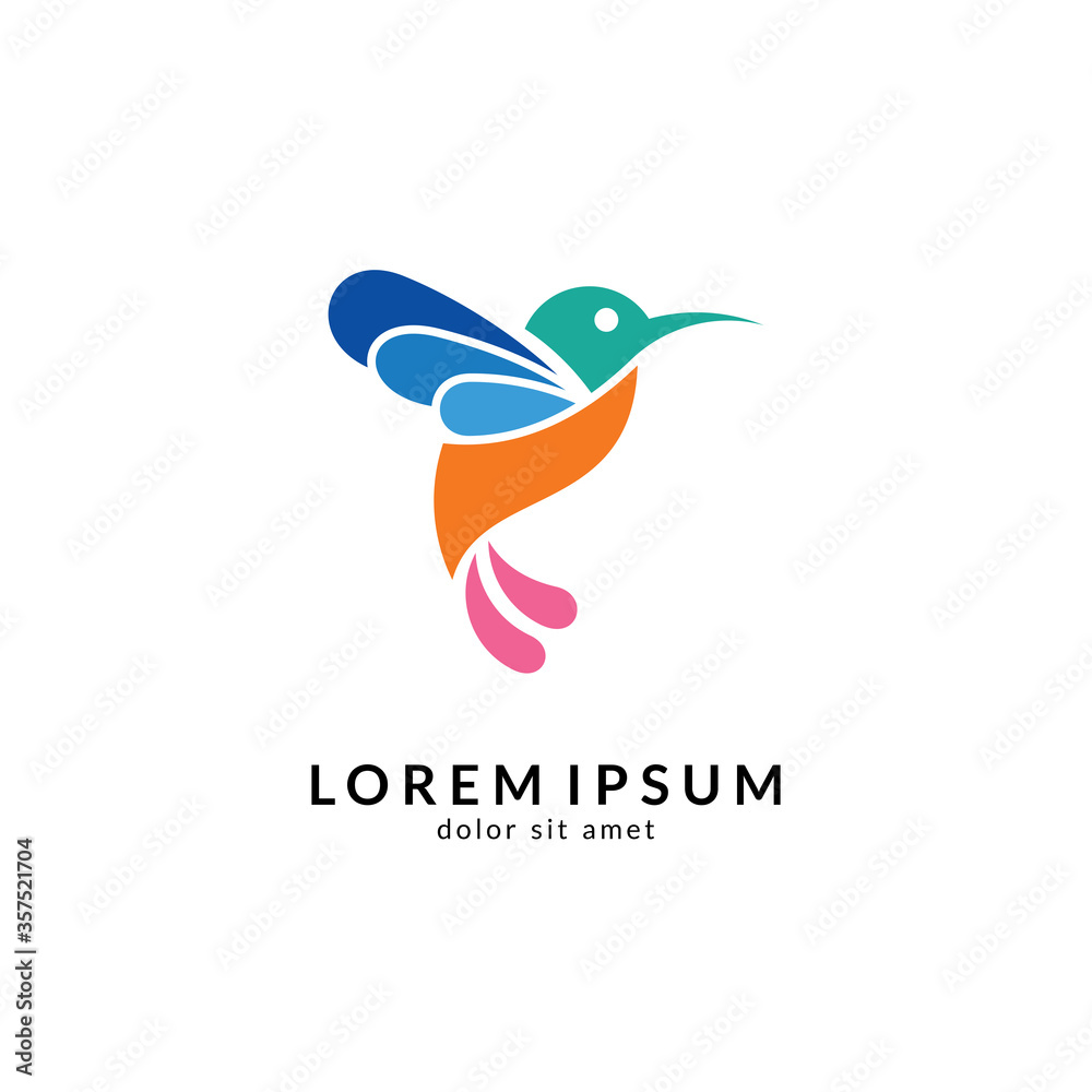 Fototapeta premium Bird logo vector, simple flat design style, modern flying bird icon/symbol