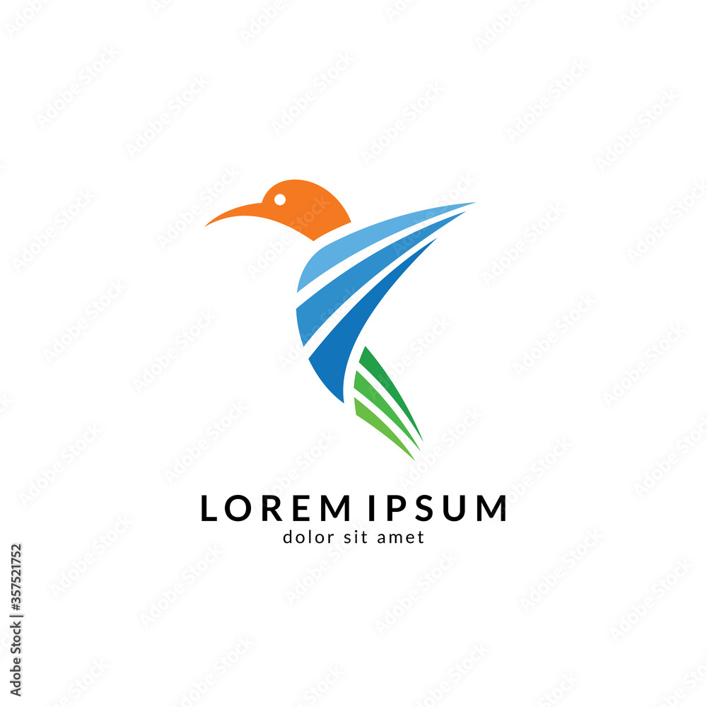 Fototapeta premium Bird logo vector, simple flat design style, modern flying bird icon/symbol