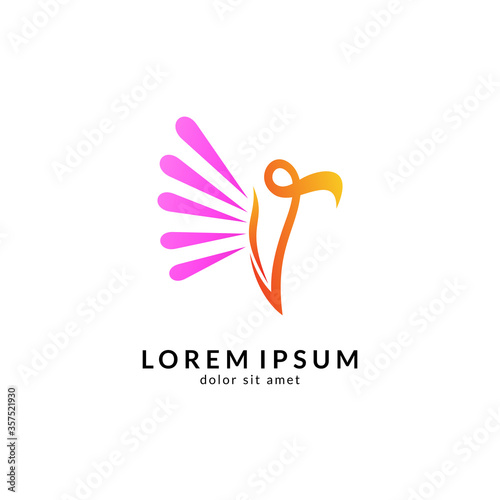 Bird logo vector, simple flat design style, modern flying bird icon/symbol