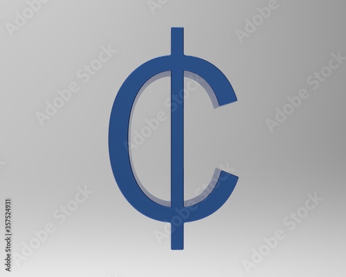 Cent symbol sign isolated centas sent 3d render photo