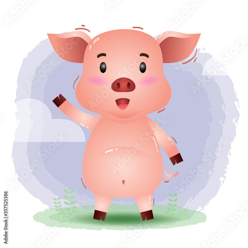 cute little pig in the children's style. cute cartoon little pig vector illustration