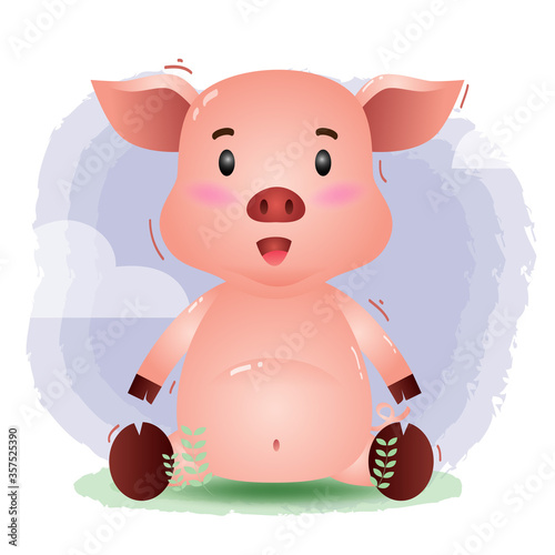 cute little pig in the children's style. cute cartoon little pig vector illustration